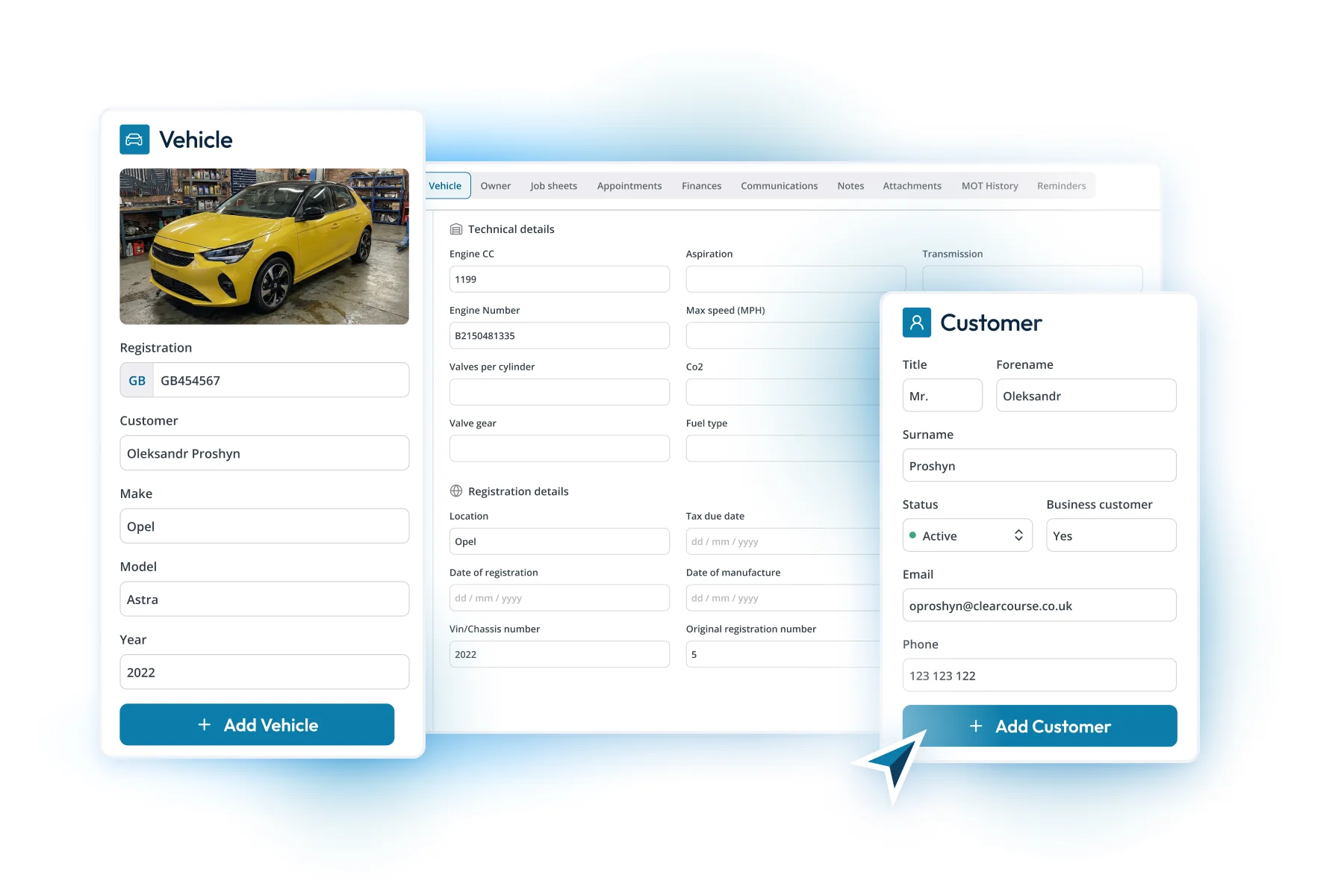 GDS dashboard customer booking